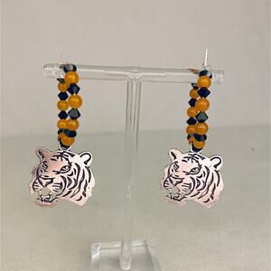 Cincinnati Bengals Tiger Beaded Hoop Earrings